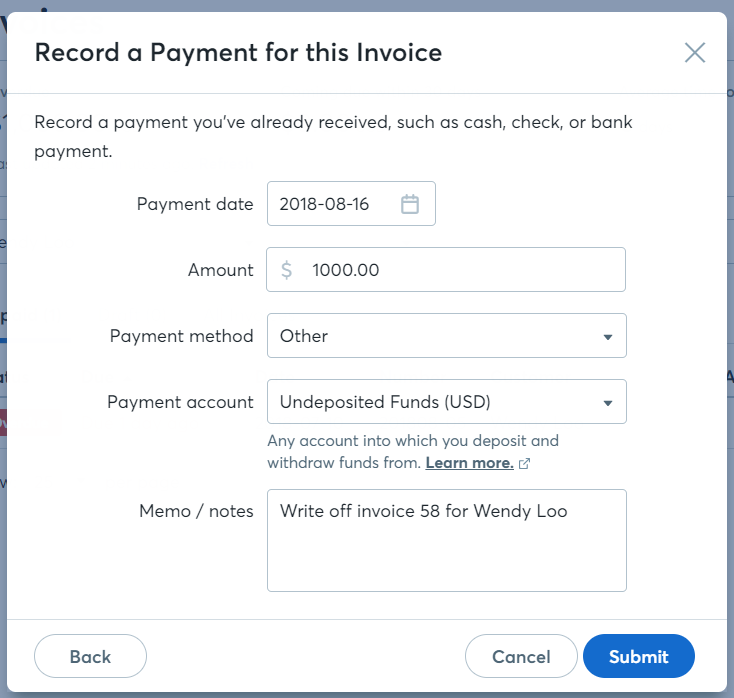 dealing with bad debt how to write off an invoice help center how to write invoices