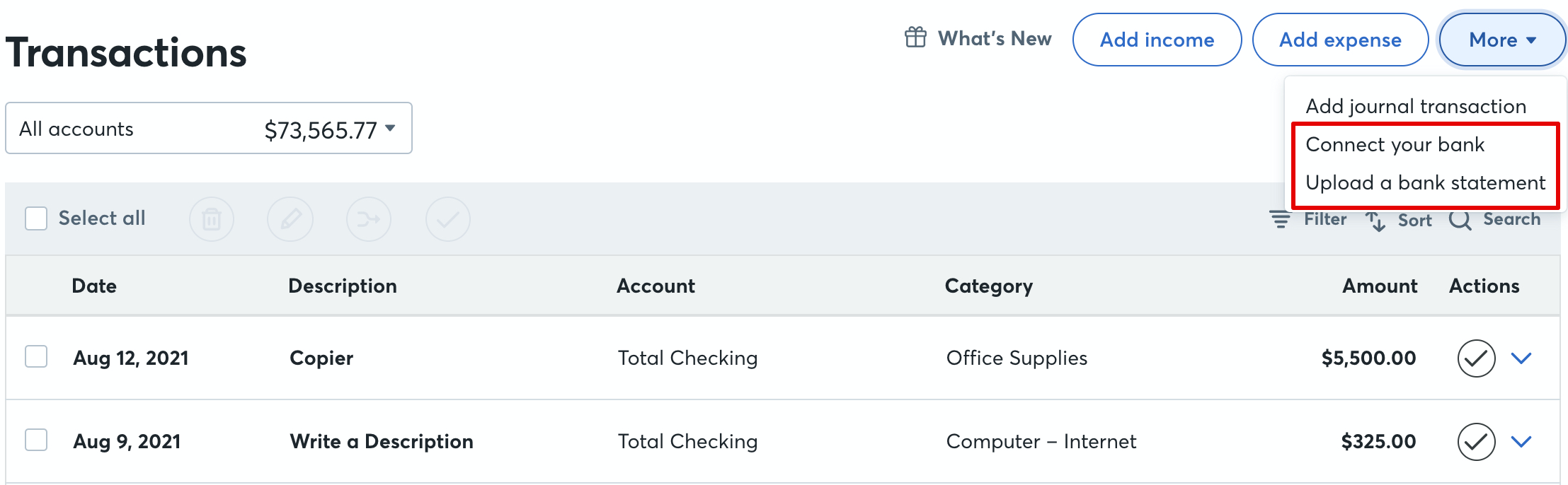 Introduction to the Transactions page Help Center