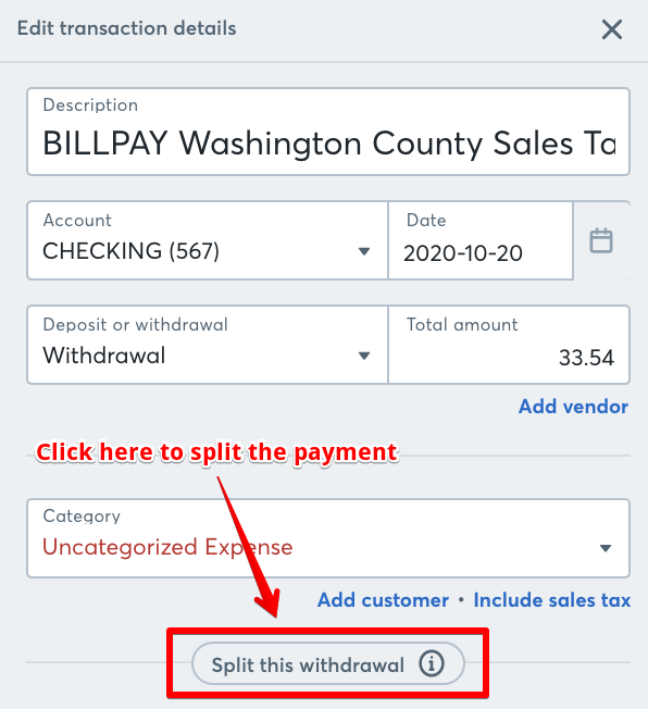 How to split the transaction