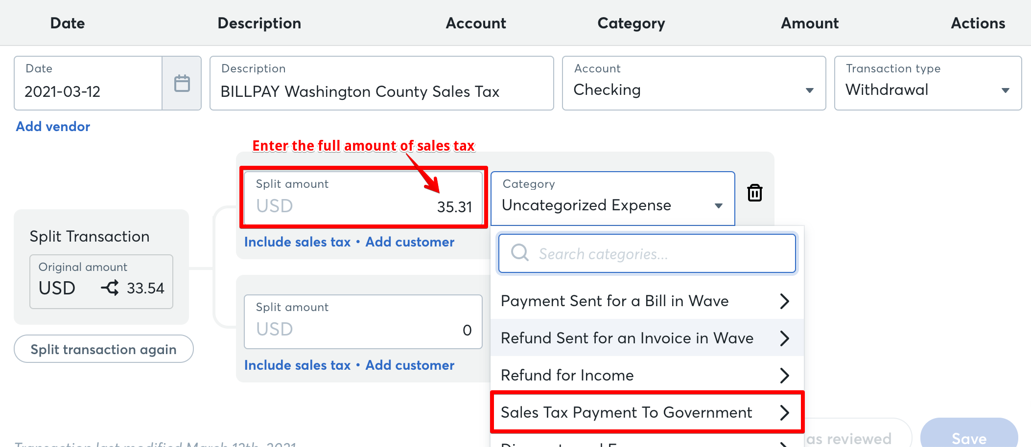 Categorize the total tax collected