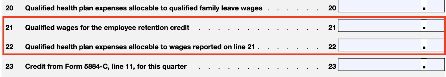 Form 941 21 and 22