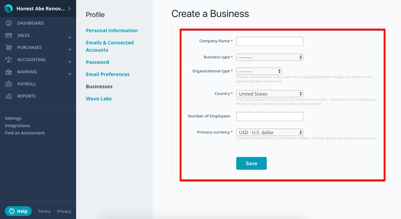 How to add a new business to your Wave account Help Center