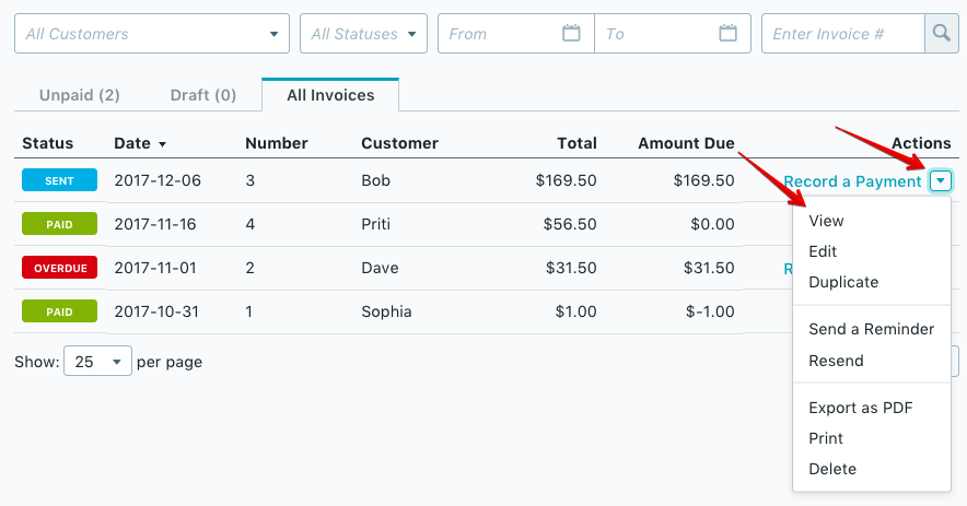 how to number invoices