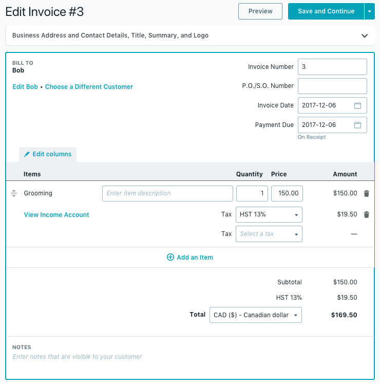 youll be able to edit any of the data you entered when creating the invoice make any necessary changes and click save and continue when youre done - How To Make An Invoice youll be able to edit any of the data you entered when creating the invoice make any necessary changes and click save and continue when youre done - How To Make An Invoice